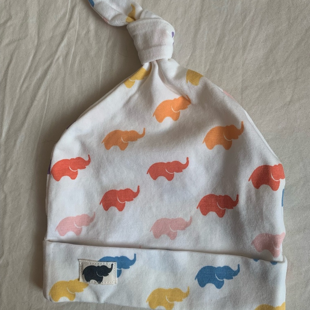 Colorful Elephant Print Kids Knot Hat